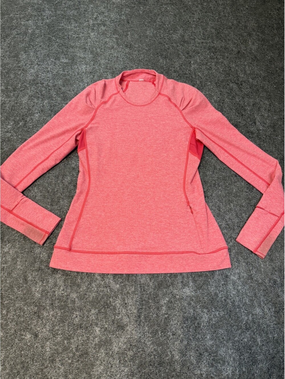 Lululemon Heathered Pink Long Sleeve Thumbhole Running Top Women's Size Small